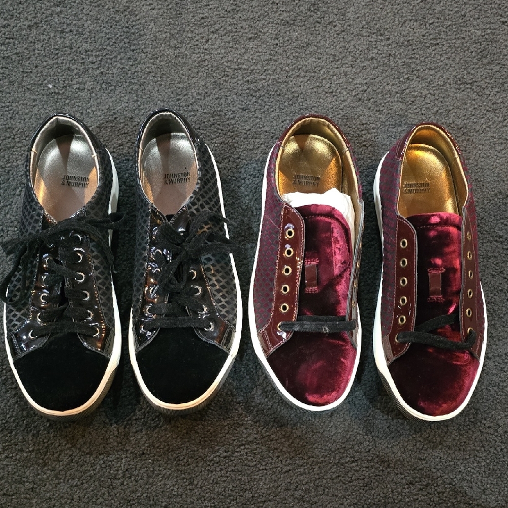 Alexander McQueen Black and Red Velvet Sneakers
